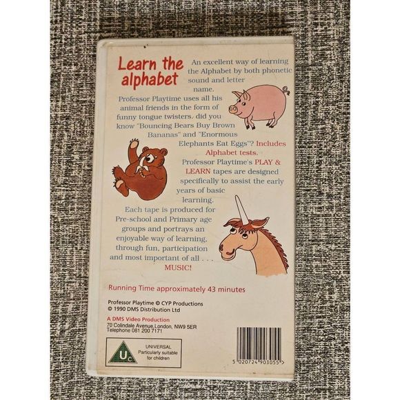 Learn the Alphabet with professor playtime vhs tape 1990 kids education play - Picture 2 of 3